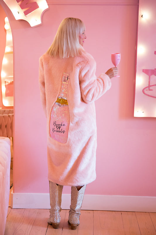 LONG PINK FUR COAT