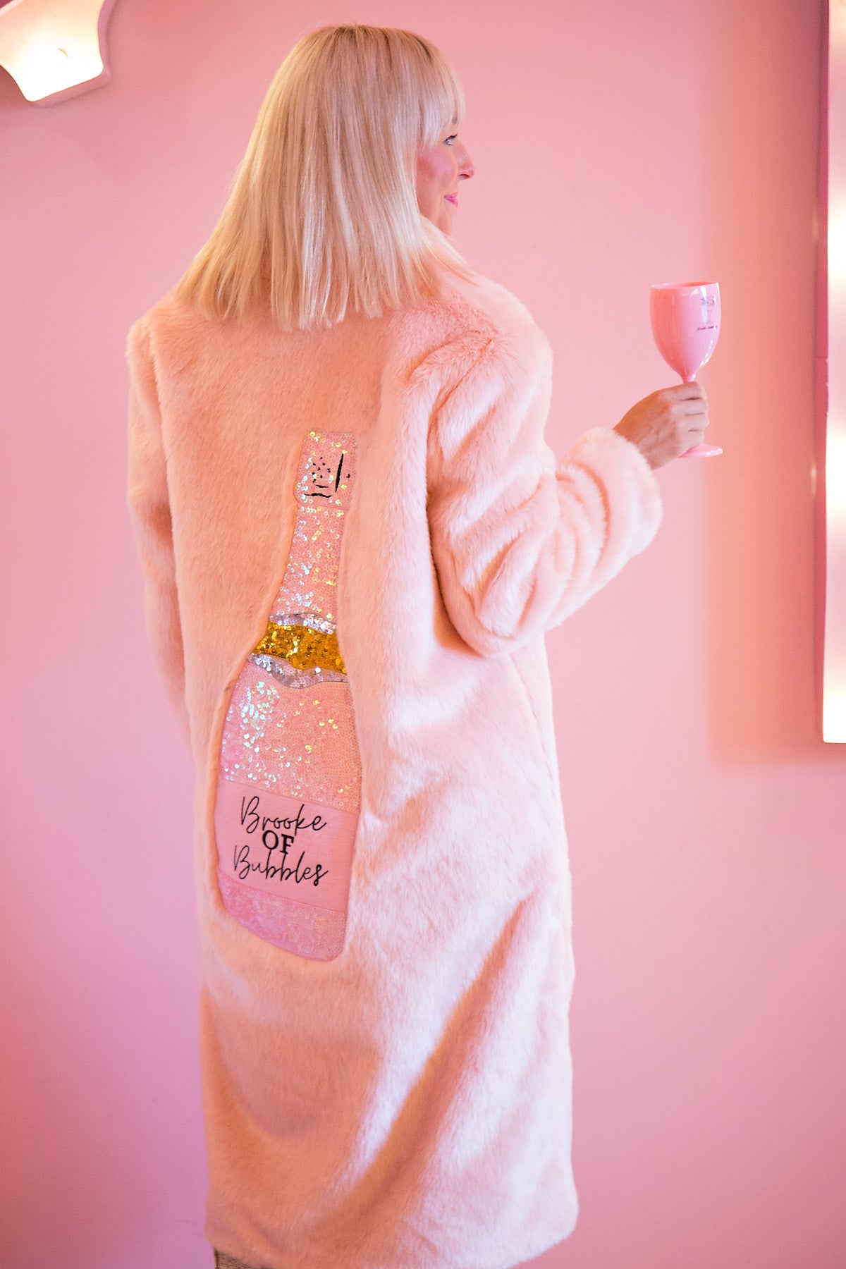 LONG PINK FUR COAT