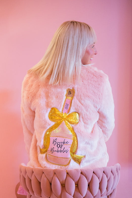 Short Pink Fur Champagne Coat
